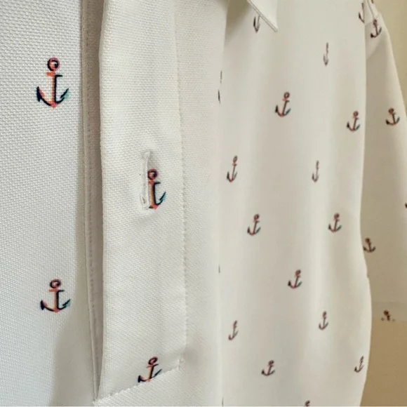 Bonobos White Slim Fit Golf Polo with Anchor Pattern - Picture 6 of 8